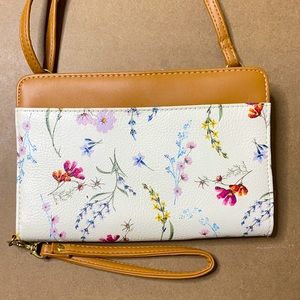 Floral Crossbody Oversized Wallet W/ Strap for Travel